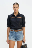 Button Detail Yoke Blouse