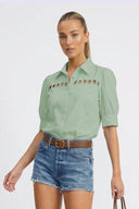 Button Detail Yoke Blouse
