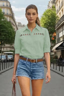 Button Detail Yoke Blouse