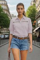 Button Detail Yoke Blouse