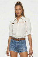 Button Detail Yoke Blouse