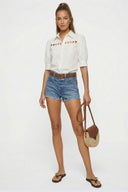 Button Detail Yoke Blouse