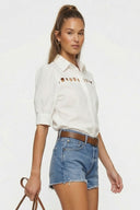 Button Detail Yoke Blouse