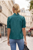 RUCHED FRONT  BUTTON UP BLOUSE