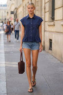 RUFFLE STITCH DETAIL BLOUSE