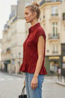 RUFFLE STITCH DETAIL BLOUSE