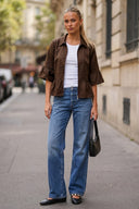 CAMILA RUFFLE ZIP BLOUSE