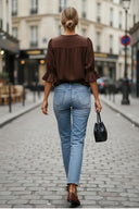 EDEN 3/4 SLEEVE EMBROIDERED BLOUSE