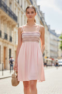 MULTI-COLOR SMOCKING MINI DRESS