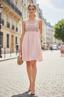MULTI-COLOR SMOCKING MINI DRESS