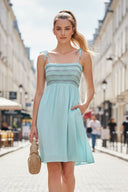 MULTI-COLOR SMOCKING MINI DRESS