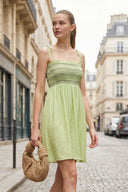 MULTI-COLOR SMOCKING MINI DRESS
