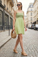 MULTI-COLOR SMOCKING MINI DRESS