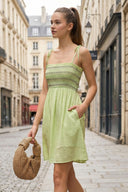 MULTI-COLOR SMOCKING MINI DRESS