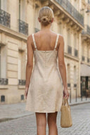 WAIST APPLIQUE LINEN DRESS