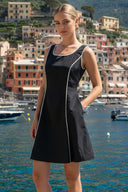 BLANKET STITCH SLEEVELESS MINI DRESS