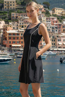 BLANKET STITCH SLEEVELESS MINI DRESS