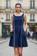 BLANKET STITCH SLEEVELESS MINI DRESS