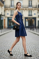 BLANKET STITCH SLEEVELESS MINI DRESS