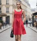 BLANKET STITCH SLEEVELESS MINI DRESS