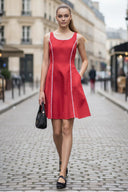 BLANKET STITCH SLEEVELESS MINI DRESS