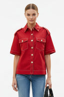 Oversized Half Sleeve Stitch Jacket