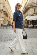 Oversized Half Sleeve Stitch Jacket