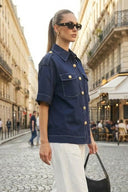 Oversized Half Sleeve Stitch Jacket