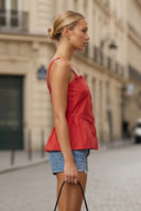 SIDE FRILL DETAIL BOW TOP