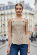 SIDE FRILL DETAIL BOW TOP