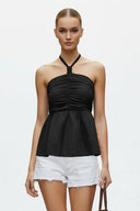 CORD DETAIL HALTER STITCH TOP