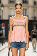 MULTI-COLOR SMOCKING TOP