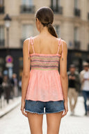 MULTI-COLOR SMOCKING TOP