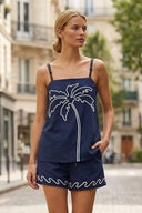 EMBROIDERED PALM TREE TOP
