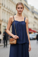 SLEEVELESS PLEATED TANK TOP