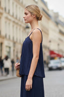 SLEEVELESS PLEATED TANK TOP
