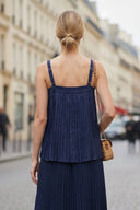 SLEEVELESS PLEATED TANK TOP
