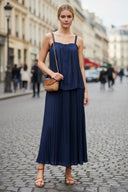 SLEEVELESS PLEATED TANK TOP