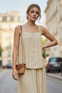 SLEEVELESS PLEATED TANK TOP