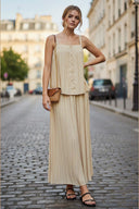 SLEEVELESS PLEATED TANK TOP