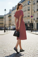 WAIST SMOCKED MIDI DRESS