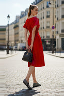 WAIST SMOCKED MIDI DRESS