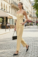 BUSTIER PLEATED STRAIGHT-LEG JUMPSUIT