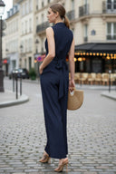 WIDE-LEG TIE JUMPSUIT