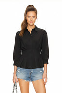 Dart Detail 3/4 Sleeve Button Down Blouse