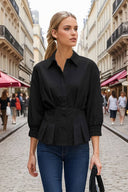 Dart Detail 3/4 Sleeve Button Down Blouse