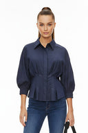 Dart Detail 3/4 Sleeve Button Down Blouse