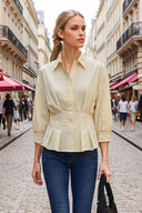 Dart Detail 3/4 Sleeve Button Down Blouse