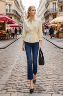 Dart Detail 3/4 Sleeve Button Down Blouse