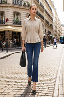 Dart Detail 3/4 Sleeve Button Down Blouse